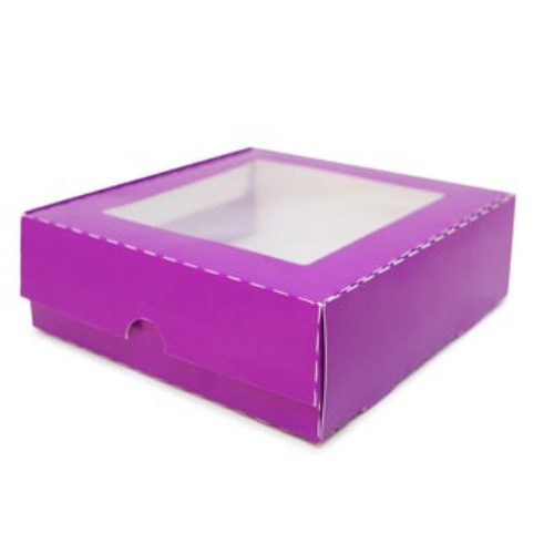 Flip Lid Windowed Boxes Made with Recycled Material -Purple or PolkaDot Color